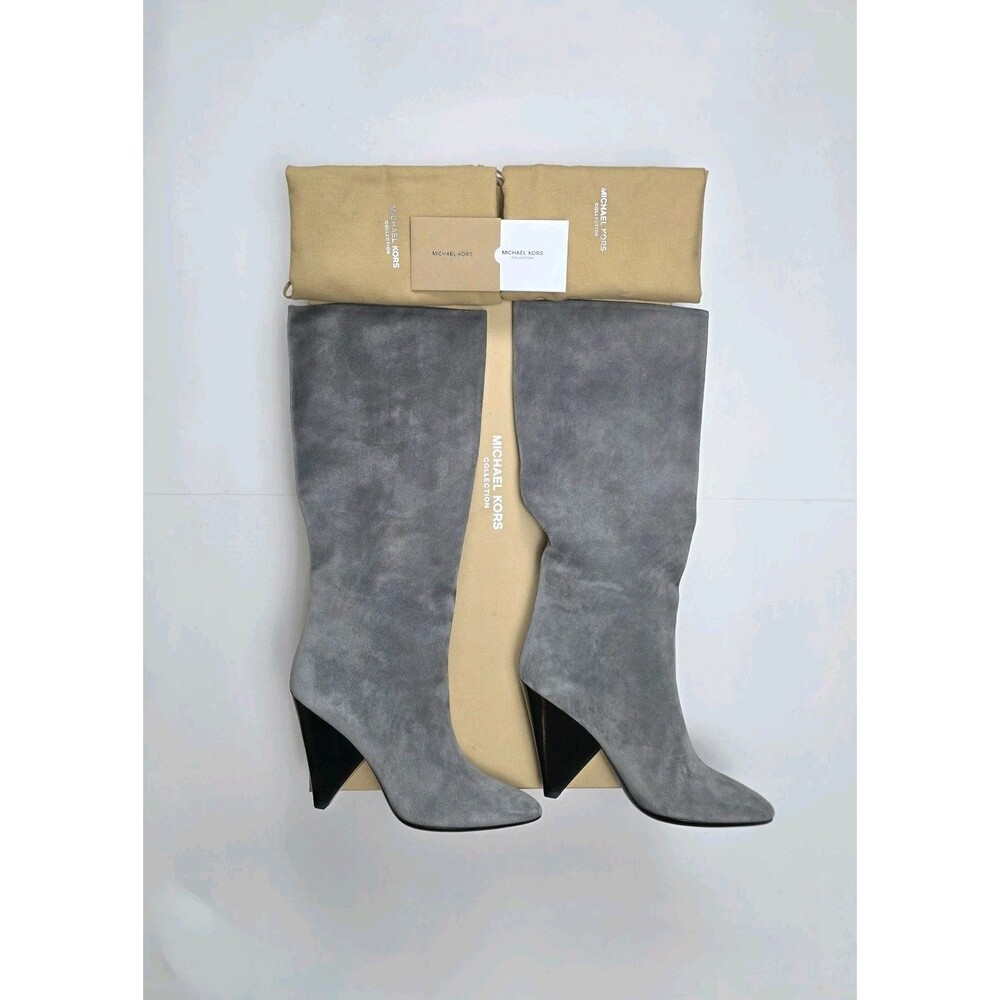 Michael Kors Collection Belinda Runway Suede Boots Gray Slate 40.5 US 9.5 NIB